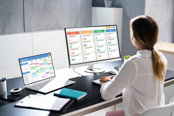 Digitale Kalender Schema Software Office Scrum Mobiele Telefoon App — Stockfoto