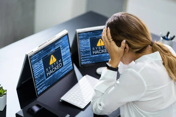 Ataque Violación Malware Ransomware Computadoras Empresariales Hackeadas —  Fotos de Stock