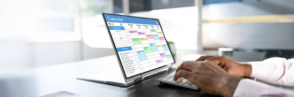 Booking Meeting Calendar Appointment Laptop Online — Stock Photo, Image