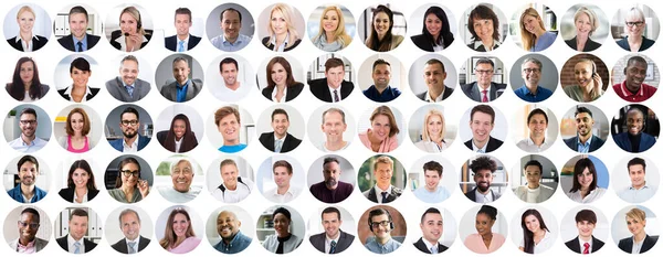 People Face Avatar Collage Diverse Headshot Photos — Stock Photo, Image