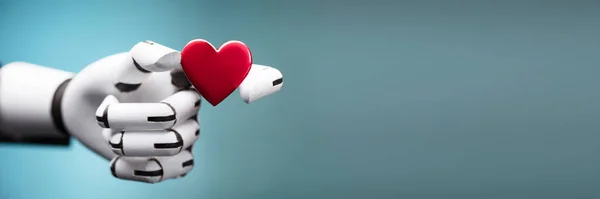 Robô Amor Coração Humano Inteligência Artificial Romance Tech — Fotografia de Stock