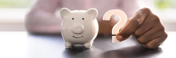 Piggy Bank Question Mark Pochybnosti Penězích Investiční Dotazy — Stock fotografie