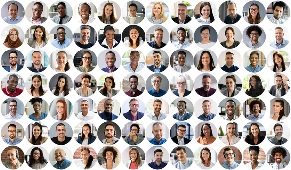 People Face Headshot Collage Retratos Avatares Diversos — Fotografia de Stock