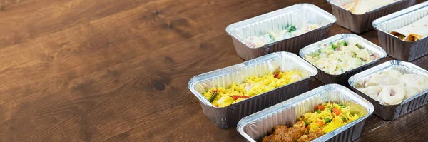 Comida Preparación Comida Embalada Almuerzo Embalado Lejos Comidas — Foto de Stock