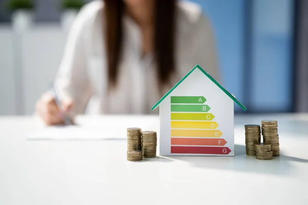 Energy Efficient House House Audit Rate Label — Stock Photo, Image