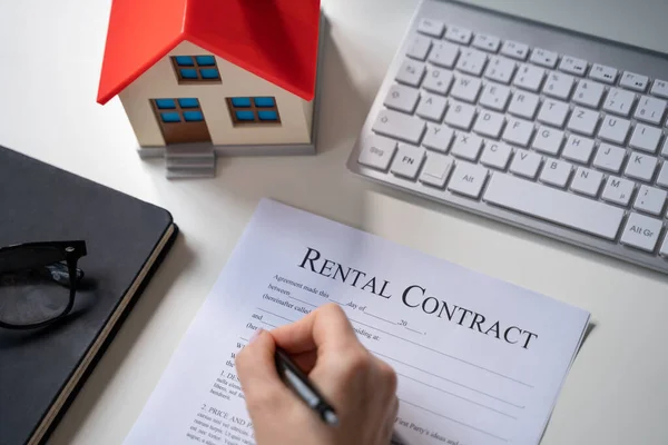 Signing House Rental Contract Document And Property Lending