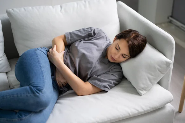 Women Stomach Ache Diarrhea Pms Pain — Fotografia de Stock