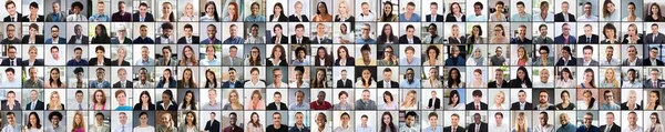 Collage Avatar Persone Diverse Foto Business Headshot — Foto Stock
