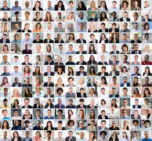 Pessoas Avatar Set Grupo Negócios Face Collage — Fotografia de Stock