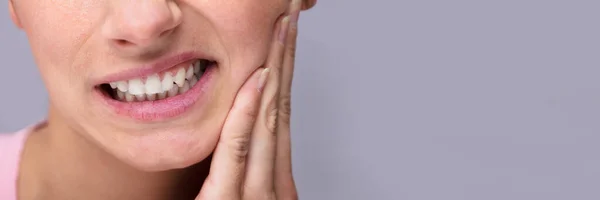 Decadência Dentária Cara Boca Dor Dente Dentária — Fotografia de Stock