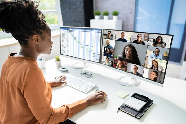 Virtual Conference Agenda On Multiple Computers In Office