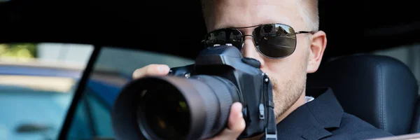 Detective Investigador Privado Espião Disfarçado Com Câmera — Fotografia de Stock
