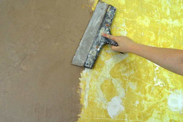 Γύψο πλήρωση επισκευή διακόσμηση τοίχων — Φωτογραφία Αρχείου