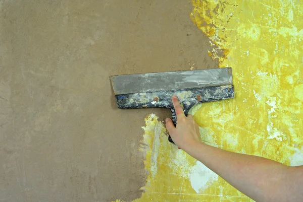 Plaster filling wall repair decoration — Stock Photo, Image