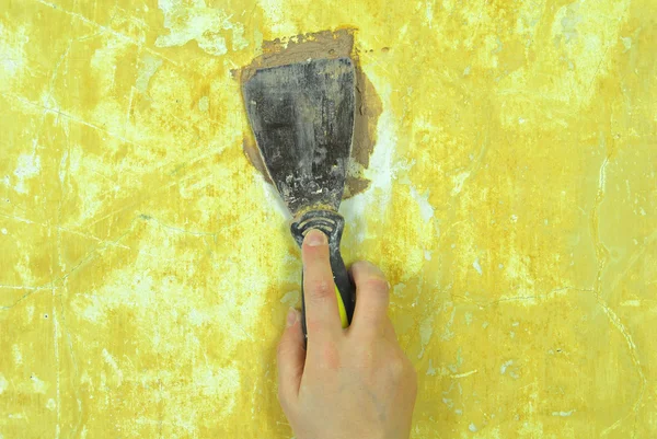 Plaster filling wall repair decoration — Stock Photo, Image