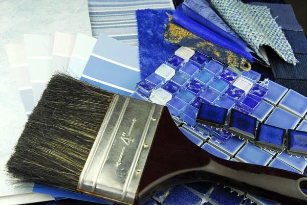 Reparação decoração planejamento estofos tapeçaria seleção de cores — Fotografia de Stock
