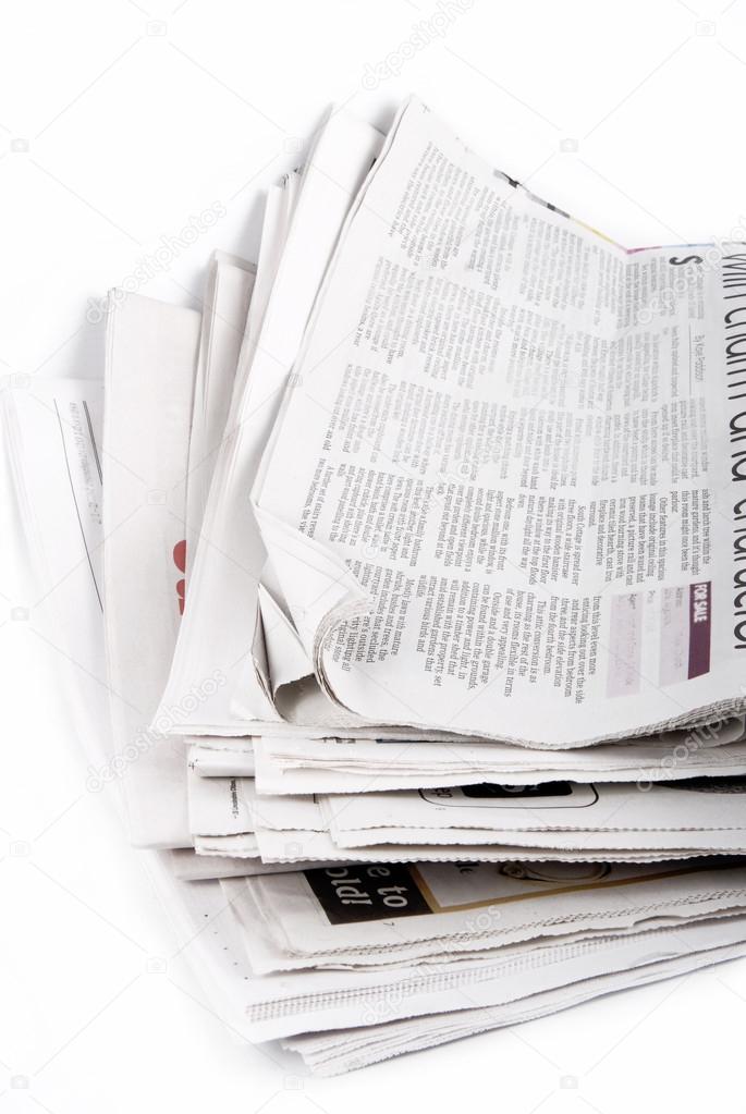 Stack of newspapers isolated