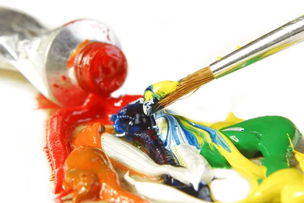 Oil paint mixing — Stock Photo, Image