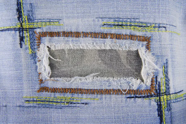 Blue denim jeans seam texture — Zdjęcie stockowe