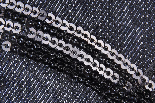 Black fabric texture with sequin — Stock Photo, Image