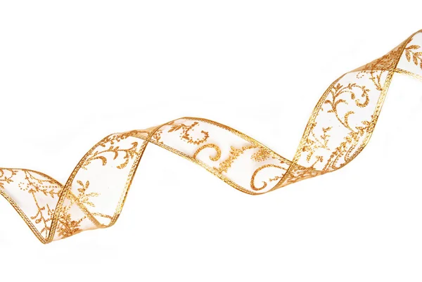 Golden ribbon isolated on white — Stock Photo, Image