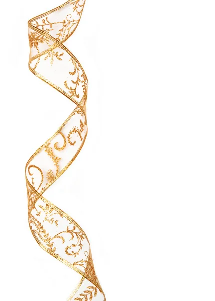 Altın şerit kenar üzerinde beyaz izole — Stok fotoğraf