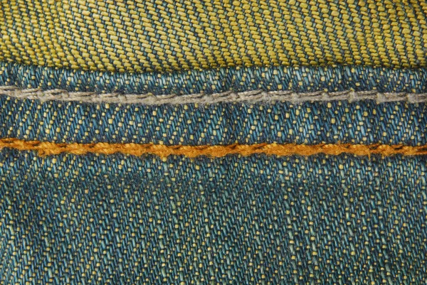 Jeans tela vaquera textura de la costura —  Fotos de Stock
