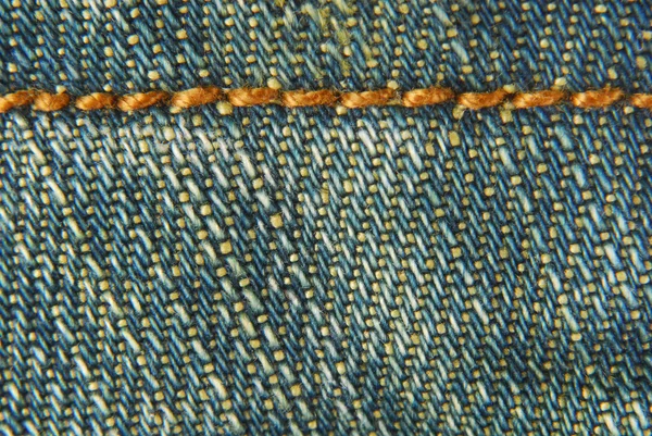 Jeans denim tecido costura textura — Fotografia de Stock