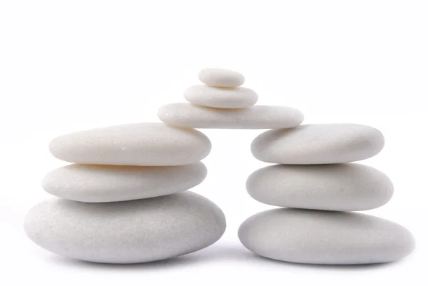 White stone pebble zen isolated on white — Stock Photo, Image