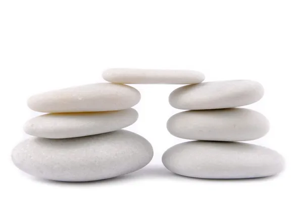 White stone pebble zen isolated on white — Stock Photo, Image