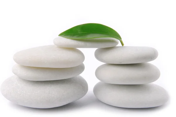 White stone pebble zen isolated on white — Stock Photo, Image