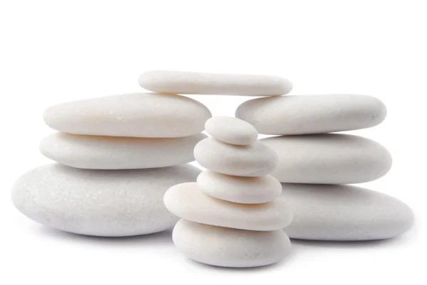 White stone pebble zen isolated on white — Stock Photo, Image