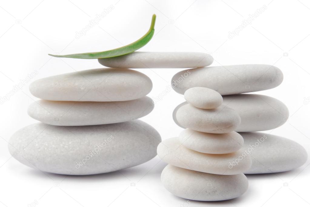White stone pebble zen isolated on white