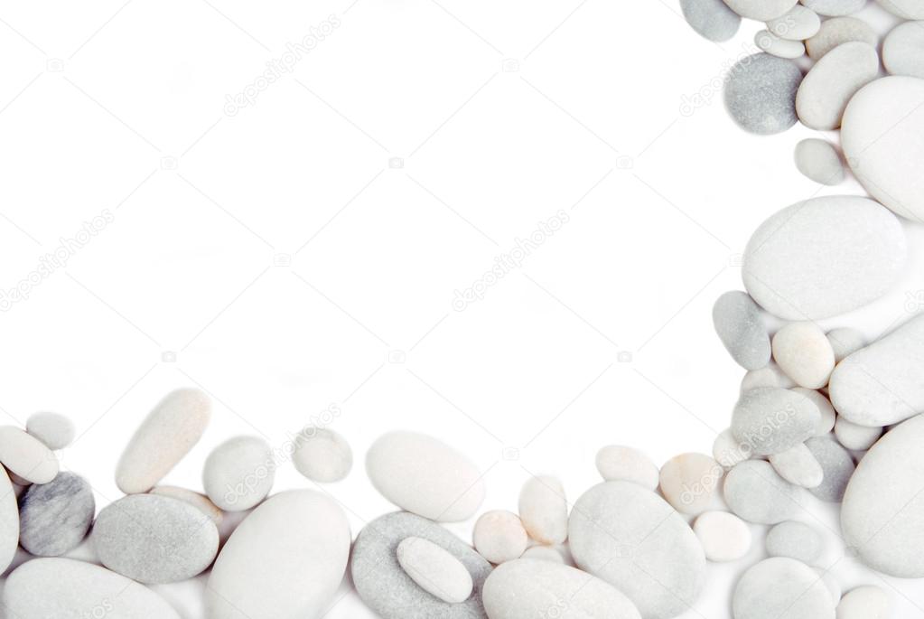 White pebble stone frame border background