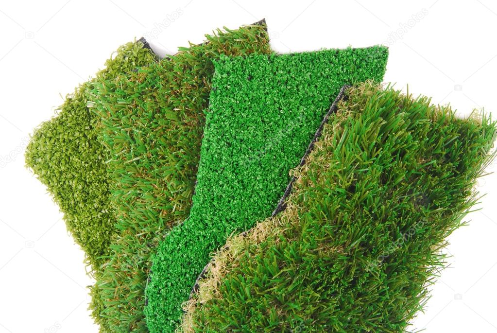 Artificial grass astroturf selection isolated on white