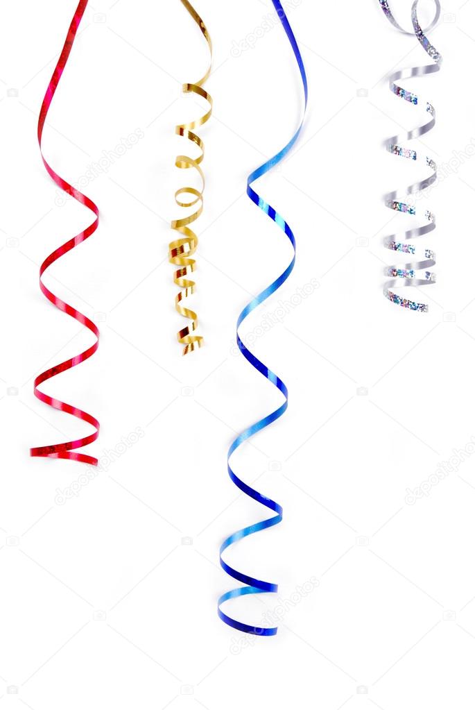 Confetti serpentine ribbon isolated on white