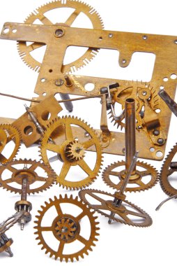 Saat mekanizması üzerinde beyaz izole