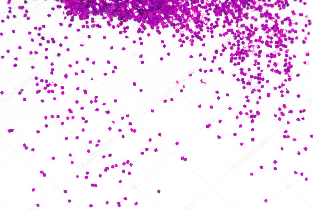 Purple glitter isolated on white background
