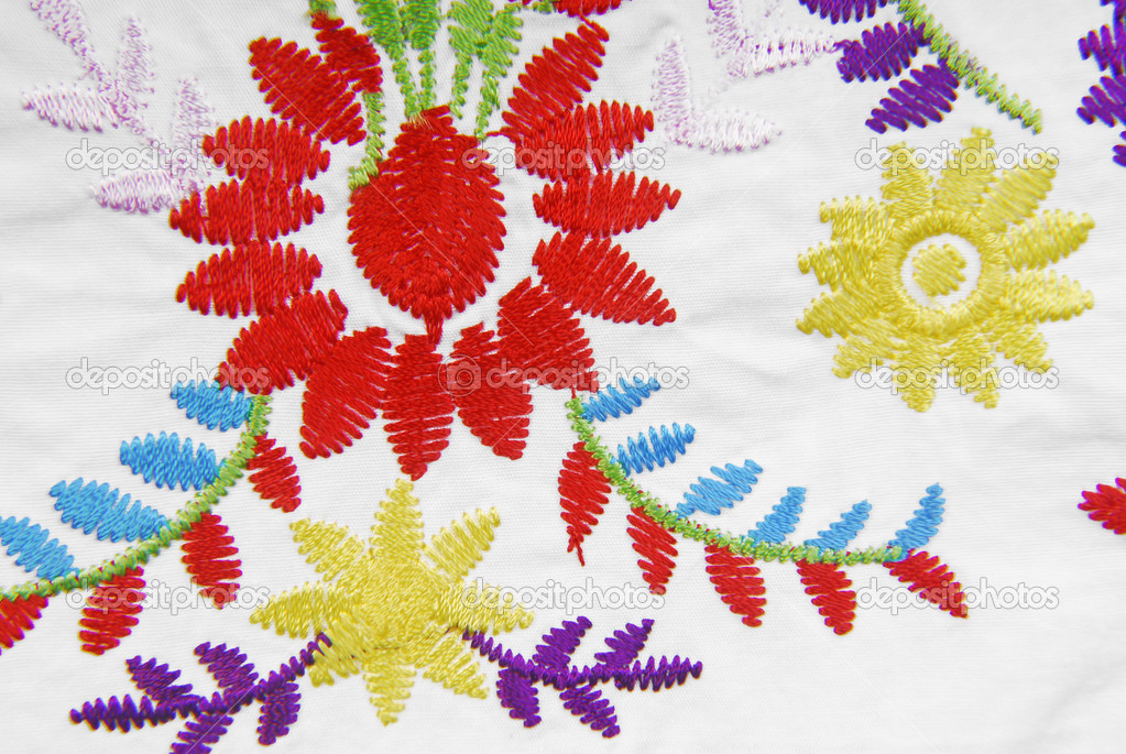 Embroidered fabric texture in old style