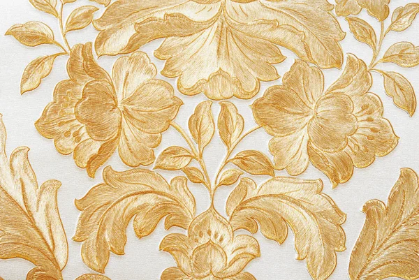 Вышитые Золотые Цветы Дизайн Макро Бакгаунд — стоковое фото