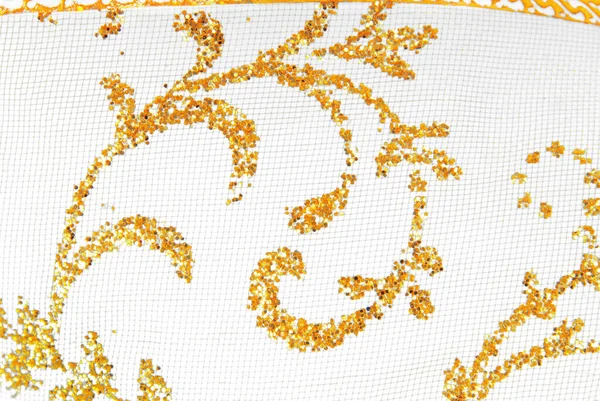 黄金のスパンコールの葉の花の抽象的な白い背景 — ストック写真