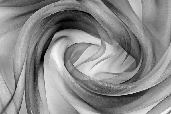 Twisted Twirl Organza Fabric Grey Texture — Stock Photo, Image