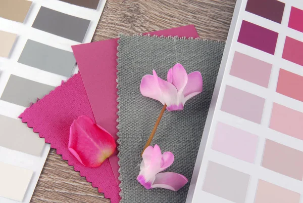 Campioni Tessuto Progettazione Combinano Con Colori — Foto Stock