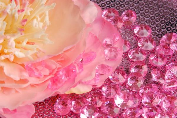 Primi Piani Diamanti Pnk Texture Rosa Con Accessori — Foto Stock