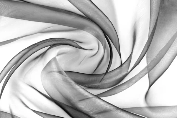 Czarny Biały Abstrakcyjny Tło Tkanina Organza Tekstura — Zdjęcie stockowe