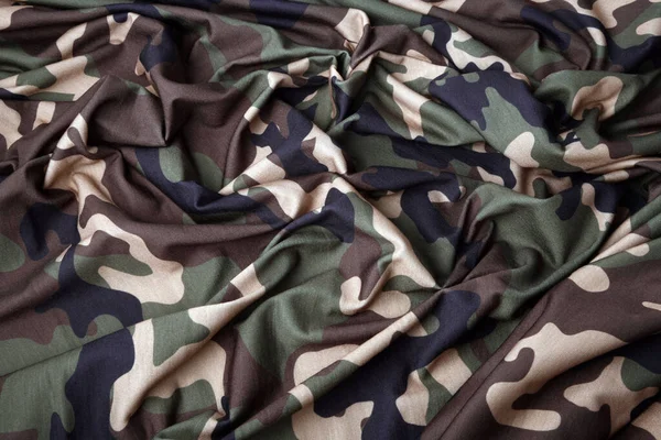 Närbild Kamouflage Texturerat Tyg Vågig Bakgrund — Stockfoto