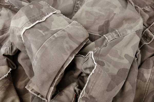 Close Camouflage Textured Fabric Wavy Background — Stock Photo, Image