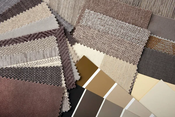 Detailní Výběr Palety Čalouněné Textilie Pro Interiér — Stock fotografie