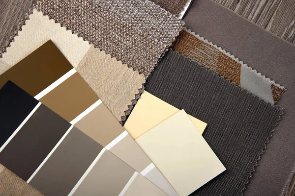 Close Upholstery Fabric Palette Choice Interior — Stock Photo, Image