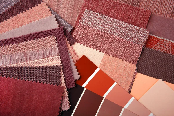 Closeup Upholstery Fabric Palette Choice Interior — Stock Photo, Image